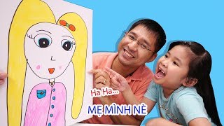 Bé Bún Hướng Dẫn Bố Vẽ Mẹ