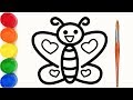 Glitter Butterfly drawing and painting | Carrot coloring for kids and toddlers