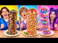 🍔🔥 TANTANGAN MAKANAN 100 LAPIS! Makanan Raksasa VS Mini Selama 24 Jam