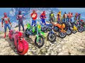 ALL SUPER HEROES Motorcycles Mountain Speed Jump Challenge Competition #890