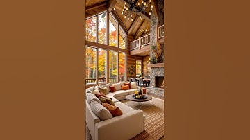 🍁 Cozy Luxury Autumn Cabin with Fireplace & Forest View | Relaxing Rustic Fall Retreat
