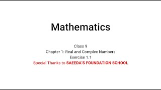 Mathematics Class 9 Exercise 1.1 Question 2 New Book | Real and Complex Numbers | Online SFS