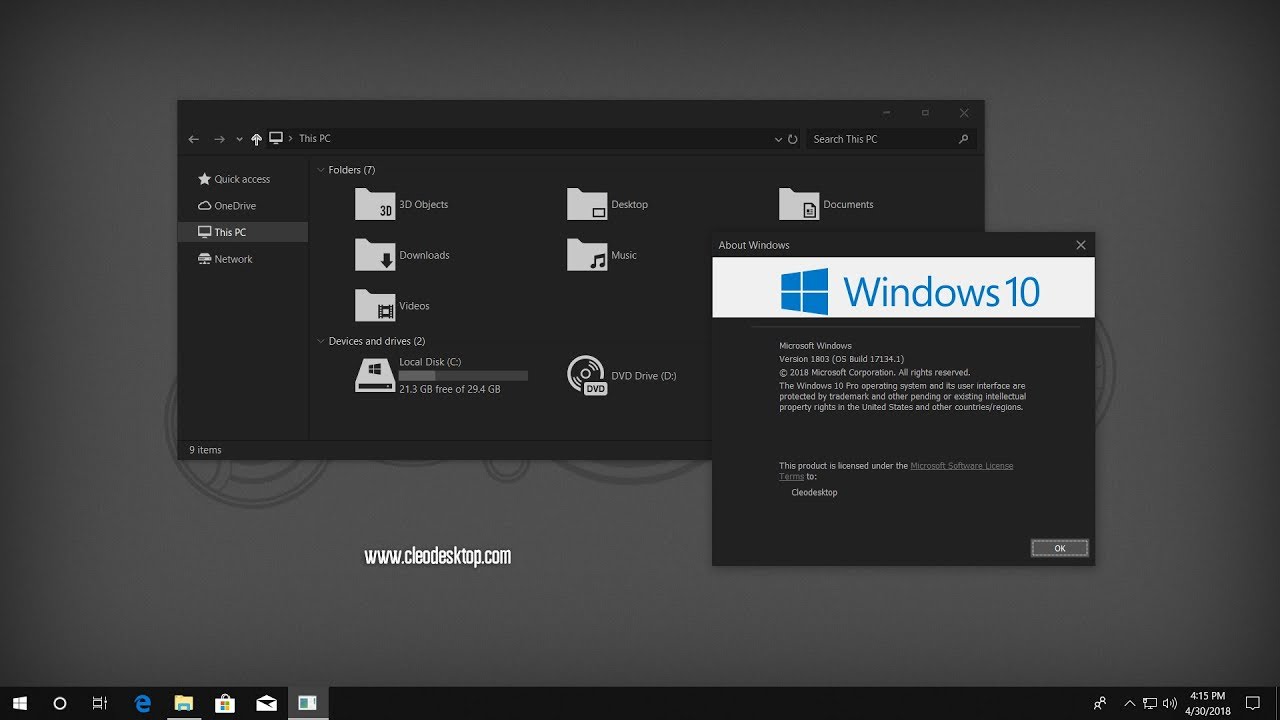 windows 10 1803 custom dark theme download