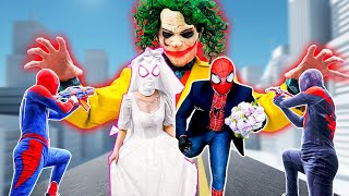 What If ALL COLOR SPIDER-MAN In 1 House? Spider-Man Destroy JOKER Rescue BRIDE Is Kidnapped