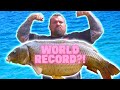 Strongman Tries MONSTER CARP FISHING (WORLD RECORD CAST!?) - Eddie Hall