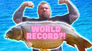 Strongman Tries MONSTER CARP FISHING (WORLD RECORD CAST!?)  Eddie Hall