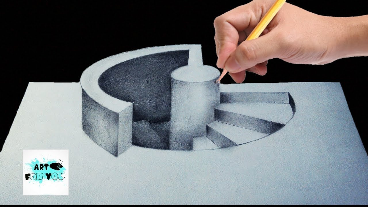 3d pencil sketch drawing step by step