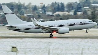 [FullHD] Grupo Safra Boeing 737-700(BBJ) landing & takeoff at Geneva/GVA/LSGG