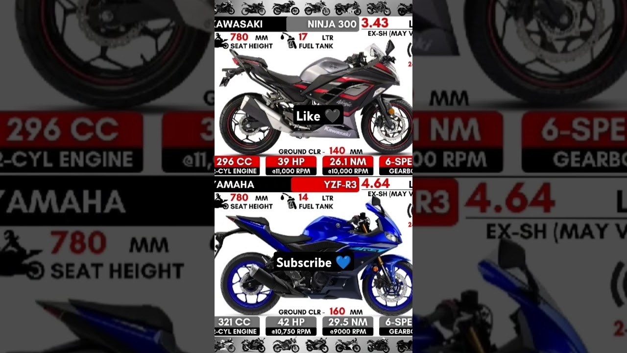 Kawasaki Ninja 300 vs Yamaha r15 r3
