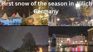 First snow of the season in Jülich  Germany/Winter season in Germany/walking tour
