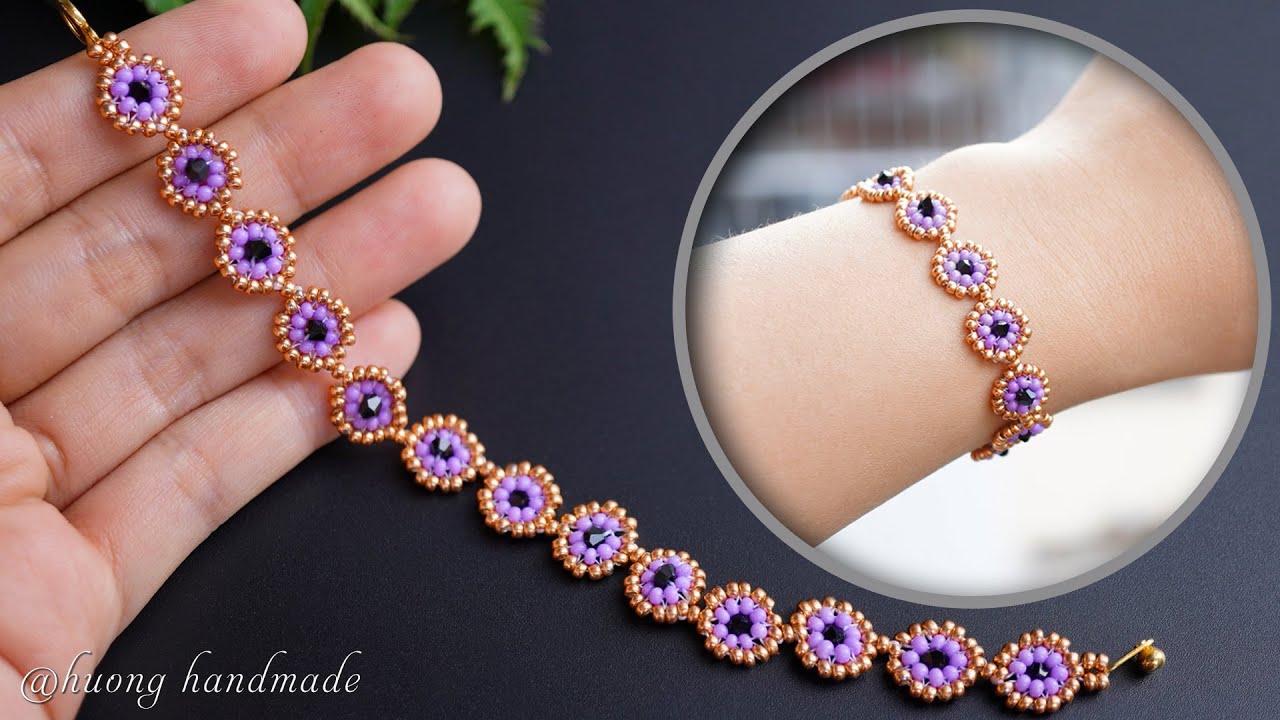 Initial Bracelet | Seed Bead Purple / Solid