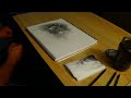 Speed drawing of a baby portrait with powdered graphite