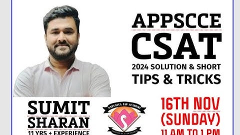 CSAT FREE FOR ALL: APPSC 2024 SOLUTIONS + MASTER TRICKS! SUMIT SHARAN SIR