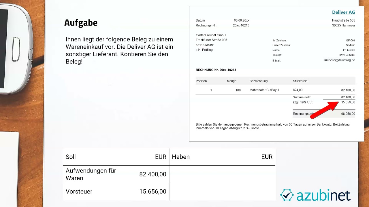 Kontierung einer Eingangsrechnung (Abschlussprüfung - Kaufleute für Büromanagement)