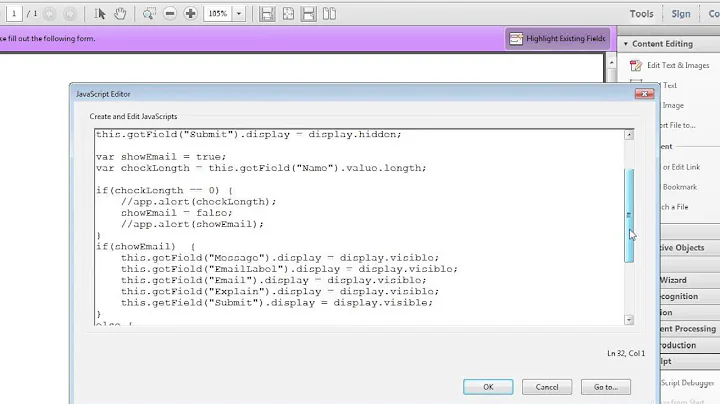 Acrobat XI Tutorial Showing Form Fields Based on User Entry