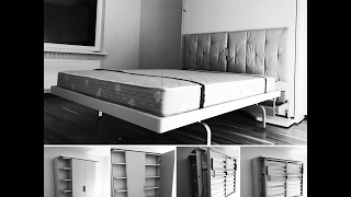LGM rotējoša no sienas nolaižama gulta ar grāmatu plauktiem - YouTube