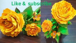 How to Make Foam Rose Flower | Handmade Foam Flower DIY Flower /Home Decore Ideas