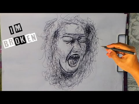 رسم تعبيري حزين وسهل رسم وجه تعبيري بالرصاص رسم شخص يصرخ ويبكي رسم حزين