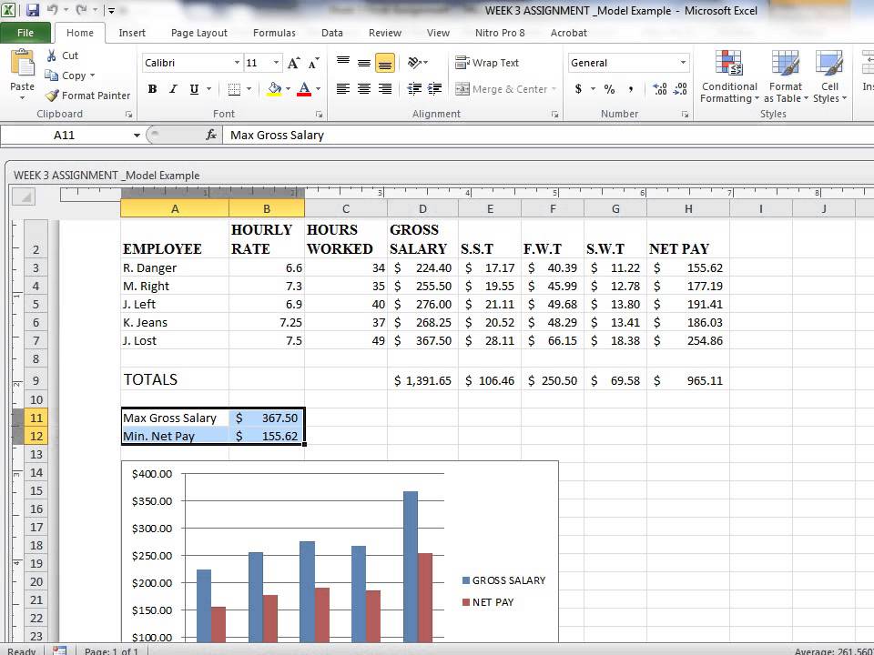 assignment on microsoft excel