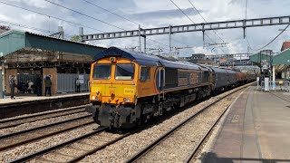 GBRF 66755 6V75 Dee Marsh-/Llanwern Margam with a run round in Pengam passing Newport station 9/5/23