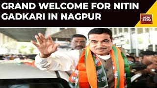 Grand Welcome For Nitin Gadkari In Nagpur After He Gets Lok Sabha Seat  | Lok Sabha 2024