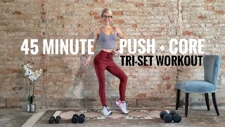 45 Minute Push + Core Tri-Set Workout | At-Home Strength screenshot 3