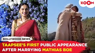 Taapsee Pannu’s FIRST public appearance after marrying Mathias Boe, reacts as paps ask ‘Sir nahi...’