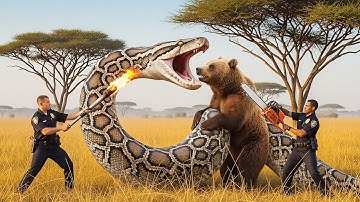 Brave Rescue Team Saves Bear from Giant Python Attack | 911s Animal Rescue