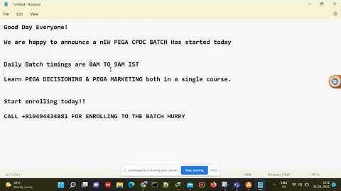 New PEGA CPDC Batch Started Today - Call 9494434881 NOW TO ENROLL
