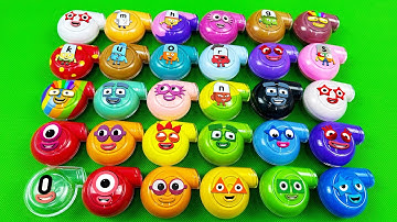 Looking Numberblocks, Alphablocks, Alphabet Lore SLIME With Mini Whistle Mixed Shape Colorful! ASMR