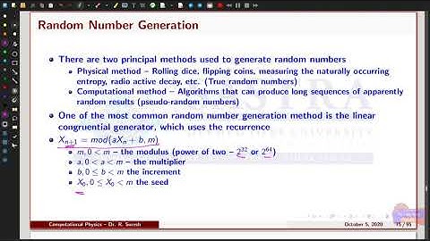 Computational Physics -- FORTRAN 90/95 Random Number Generation-- MSc., SASTRA |Lecture-19|