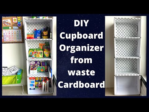 Cardboard Shelf Organizer for Homeschool, Cardboard Boxes to Cupboard  Organizer
