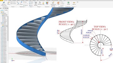 Autodesk inventor Create Spiral Staircase with Sheet Metal Exercise 132