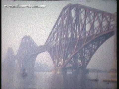 Shots of the old ferry at South Queensferry then the Rail Bridge. Closing shot of the as yet uncompleted Forth Road Bridge which was opened a year after this film was taken. The ferry stopped operating in 1964 when the road bridge opened.