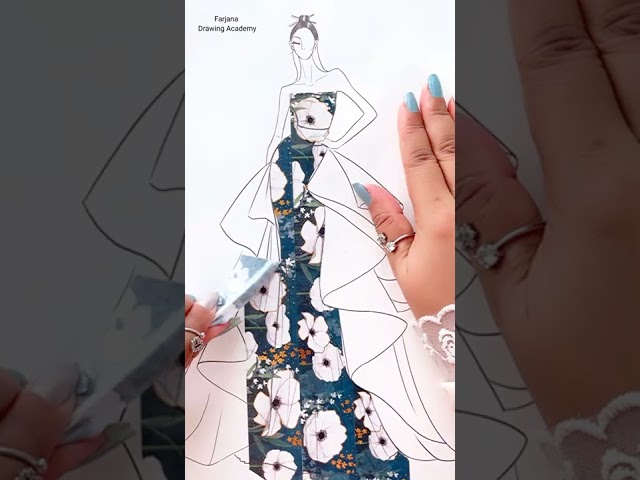 Fashion sketchbook | Dress designing with washi tapes #fashionillustration #satisfyingart #painting