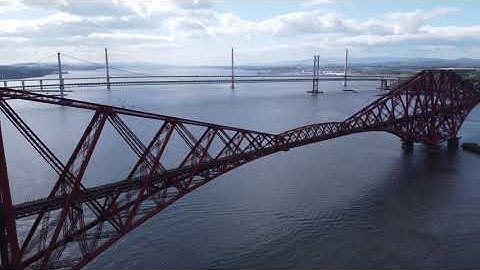 The Forth Bridge - railway bridge (drone flight)