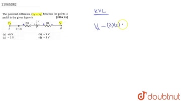 The potential difference `(V_(A) - V_(B))` between the point `A` and `B` in the given figure is