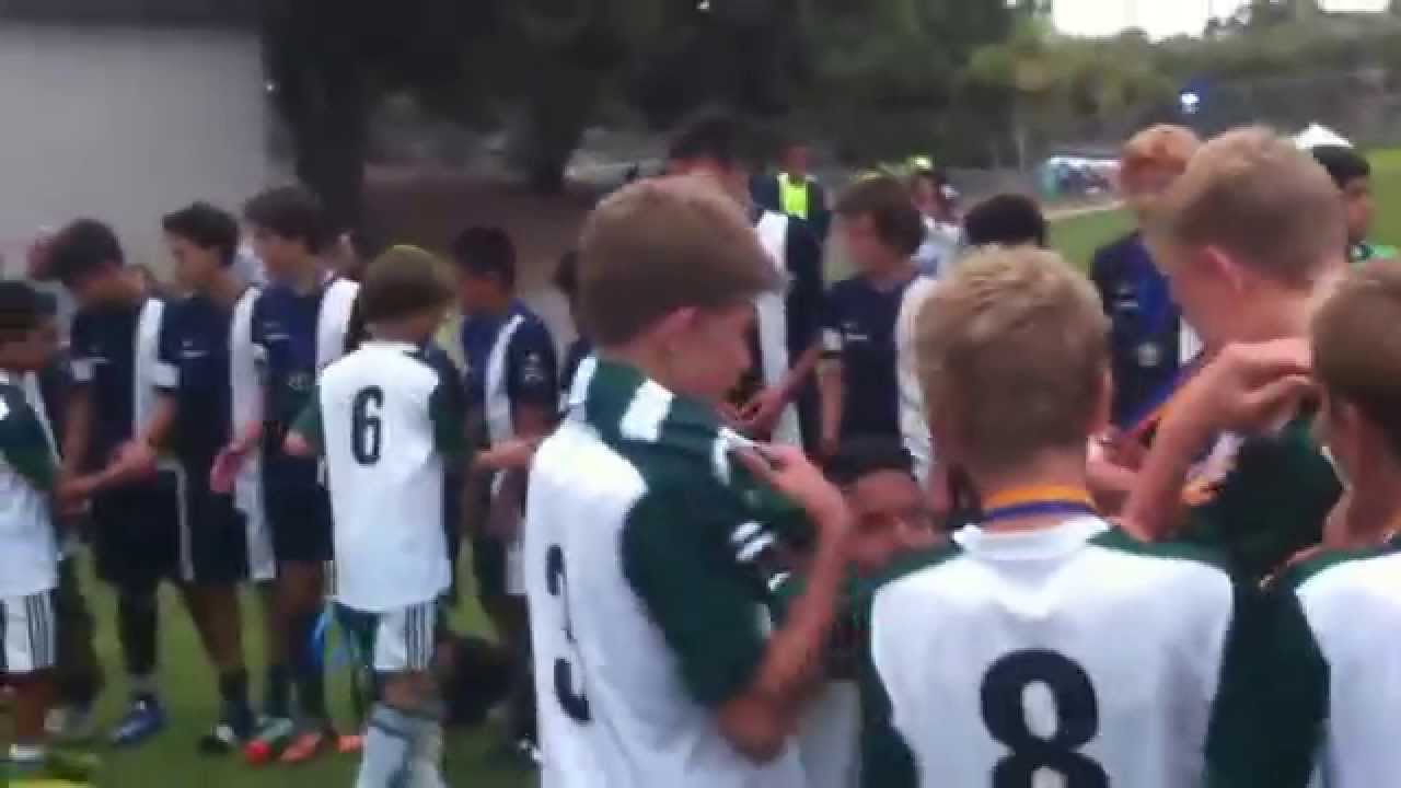 Nik's soccer team, Poway Vaqueros, winning Rebels Cup in Chula Vista