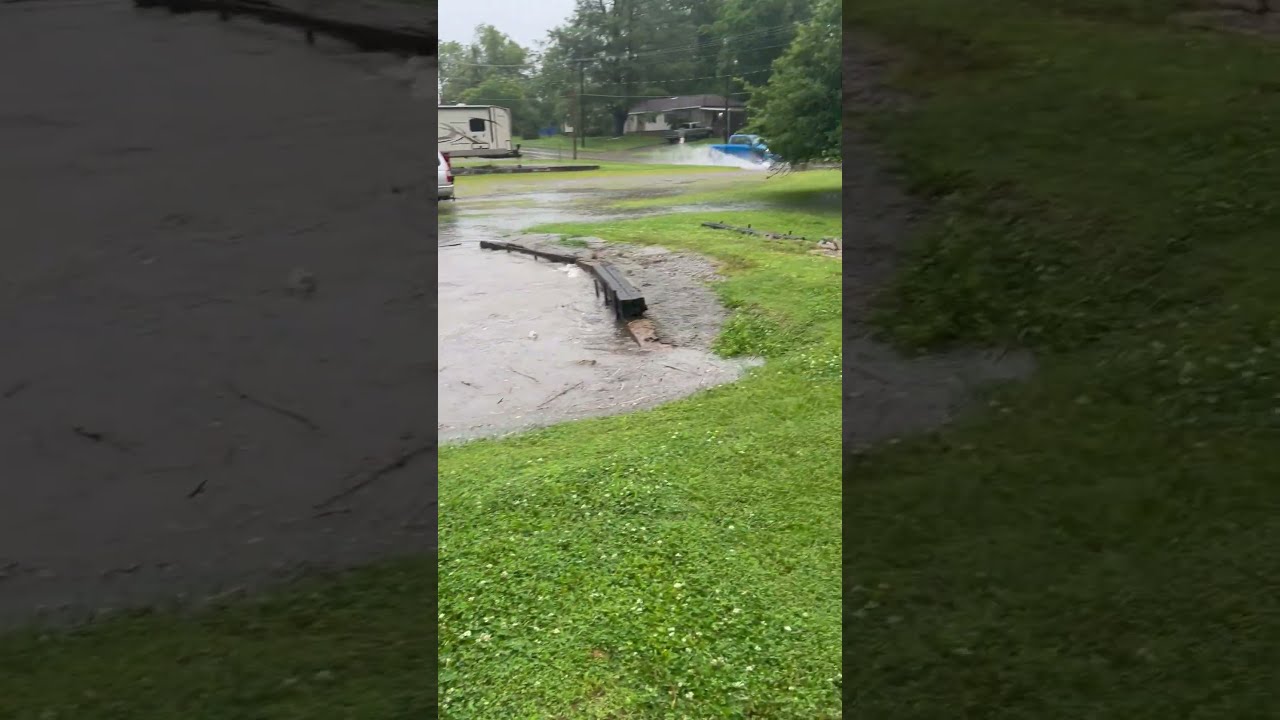 Heavy Rain In Carterville IL Floods Yard Streets