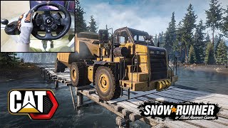 Transporting HUGE Rock Trailer | CATERPILLAR 770G | Snow runner | Logitech G923 Gameplay