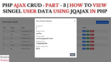 PHP AJAX CRUD-3 : How View Single User data in modal using AJAX In PHP
