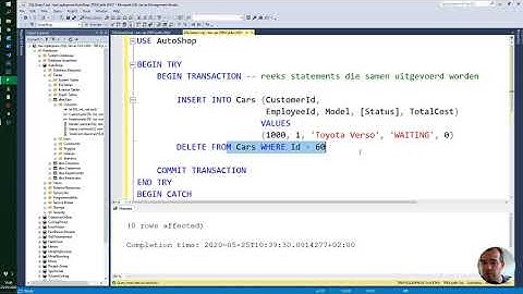 SQL - Transactions commit en rollback in een try catch block