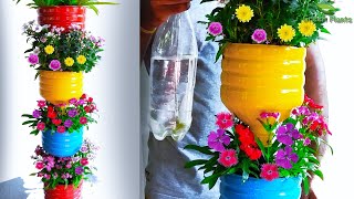Recycle Plastic Bottles into Beautiful Flower Garden Tower//GREEN PLANTS