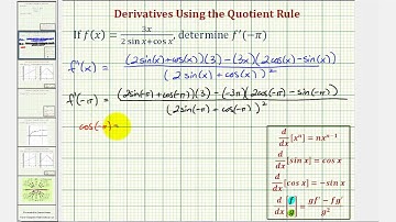 Ex: Find a Derivative and Derivative Function Value Using the Quotient Rule (linear/trig)