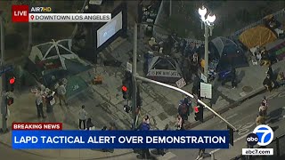 Protesters set up proPalestinian encampment outside LA City Hall