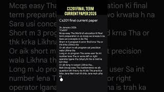 cs201 final term current paper 2026 #vu #vuexams #cs201