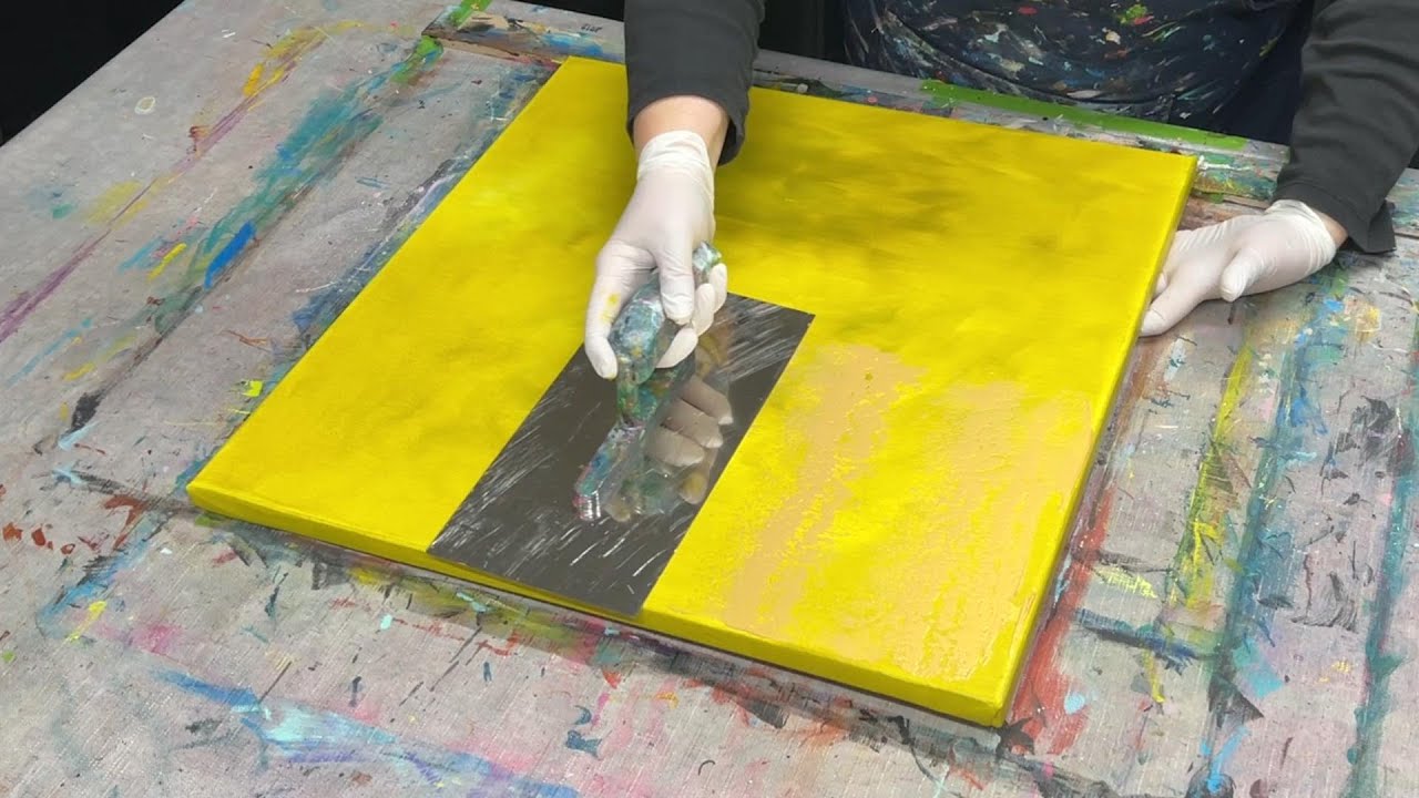 Abstrakte Acrylmalerei | Rakeltechnik Herbstbild