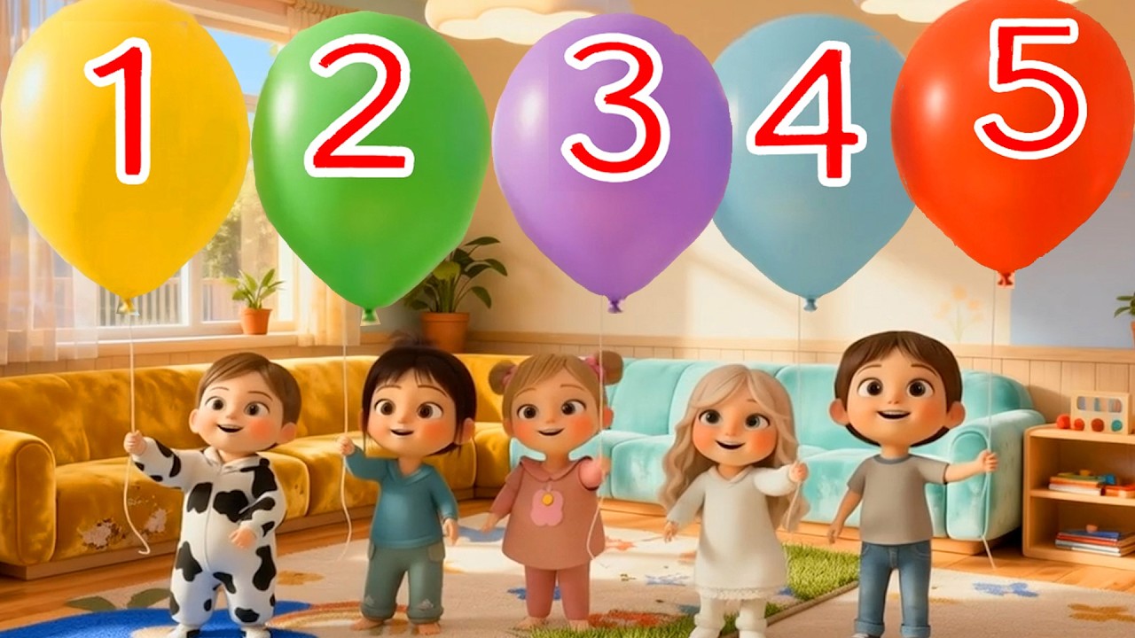 🌈 Cuenta del 1 al 5 🎵 ¡Niños traviesos mientras la niñera duerme! 😂🎶
