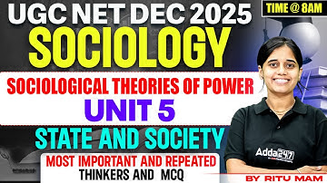 UGC NET Sociology | UGC NET Sociology Unit 5 State And Society Most Important MCQ By Ritu Mam