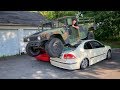 We crushed 2 cars with a Humvee!